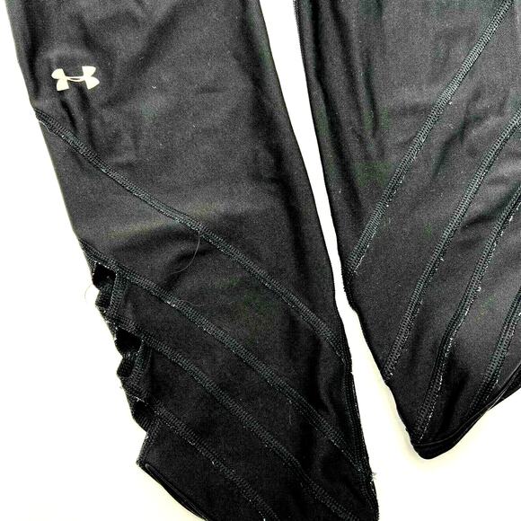 UNDER ARMOUR Medium Black Heat Gear Compression Ankle Leggings Diamond Cutout UA - Picture 3 of 7